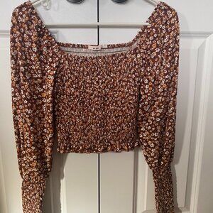 Women's Smocked Long Sleeve Floral Blouse